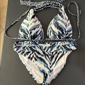 Blue Black White Ikat Print La Blanca Bikini Two-Piece